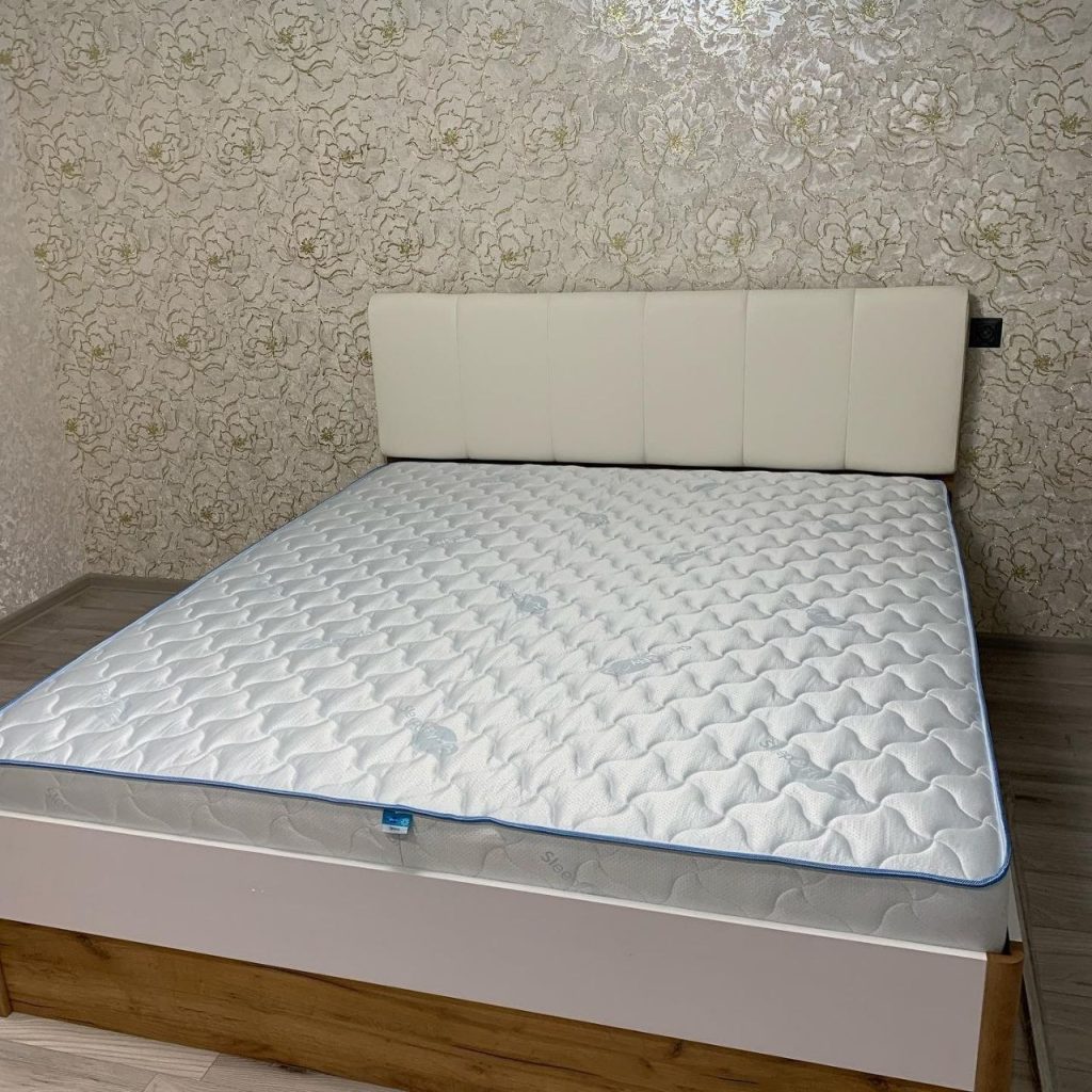 Ліжко Asti MiroMark двоспальне біле м’яке узголів’я екошкіра 160x200